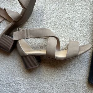 Cityclassified Taupe Block Heel Sandals